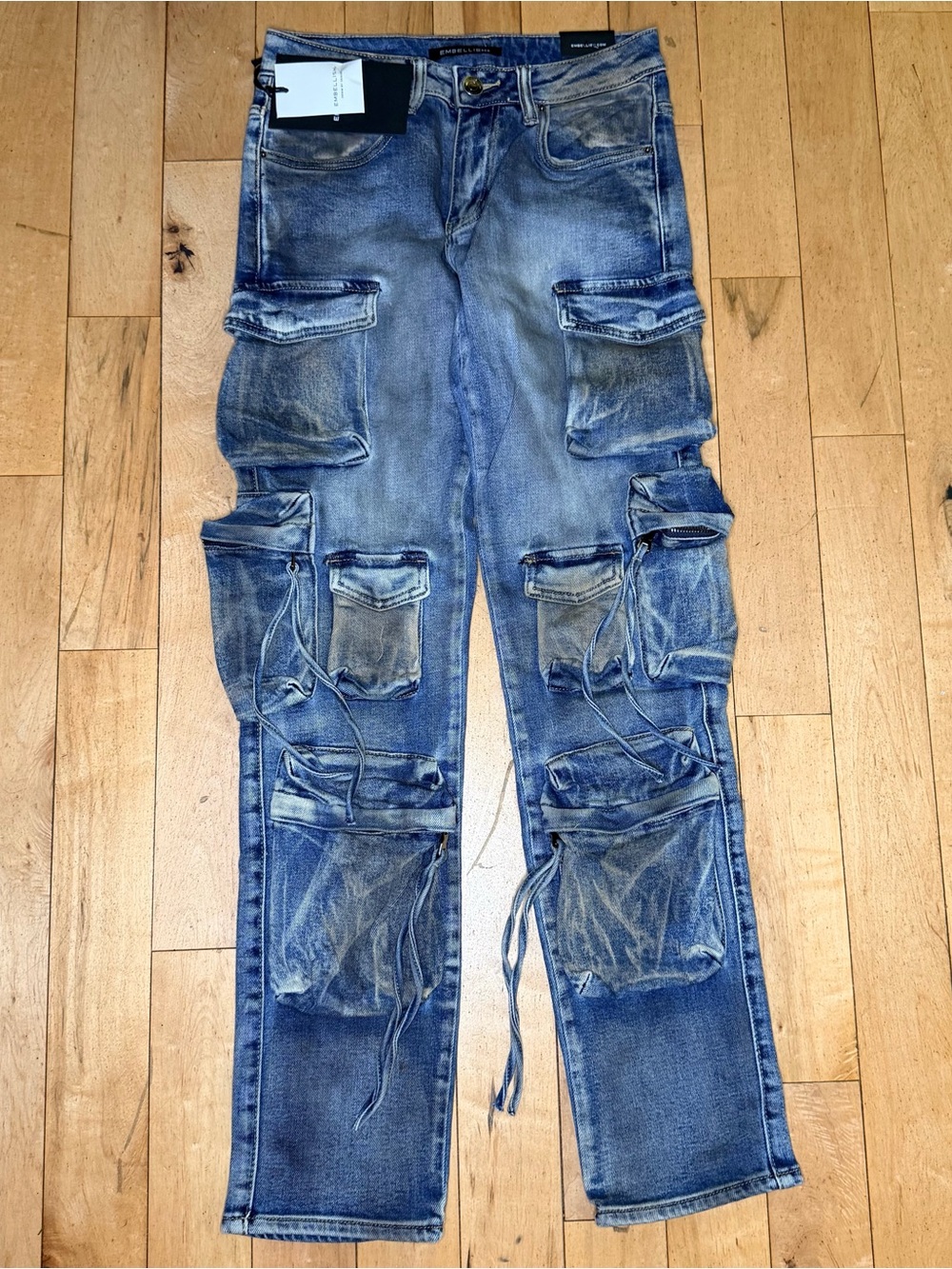 EMBELLISH Squadron Slim Straight Cargo Denim (Dirty Indigo) Men’s 28